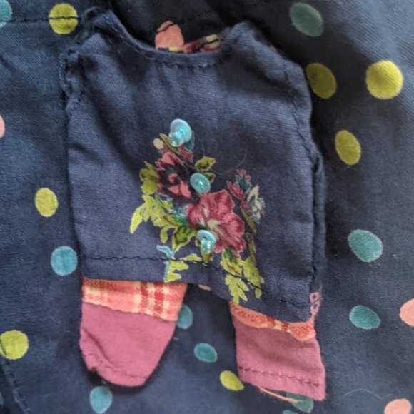 VINTAGE APRIL CORNELL Blue Polka Dot Dress Size 3 4 - Picture 3 of 5